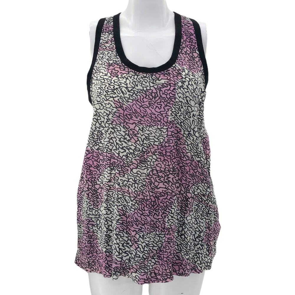 River Island US 8 Love Conquers Hate Purple White Doodle Print Tank Top